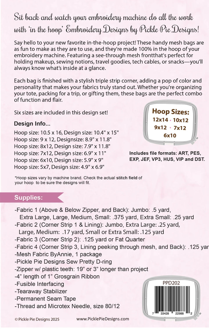 Make it Mesh In the Hoop Machine Embroidery Designs - PPD202