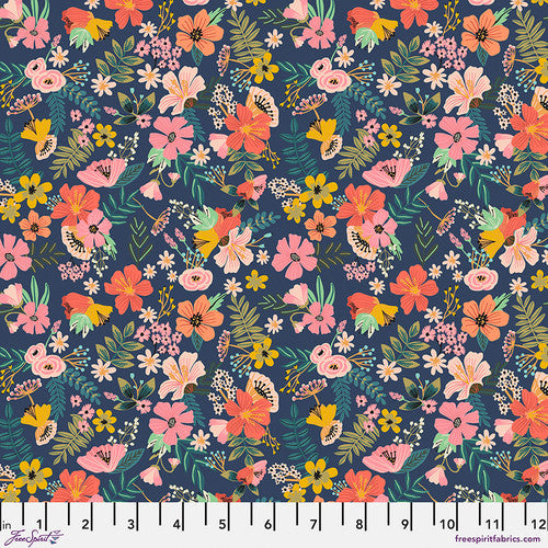 Floral Pets - Gardenara Night - Blue - PWMC046.XBLUE