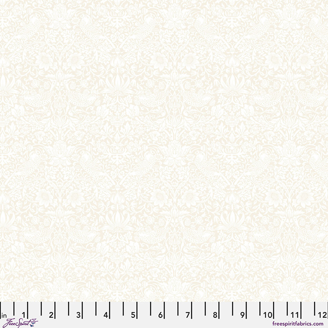 White fabric texture with a ruler at the bottom for scale