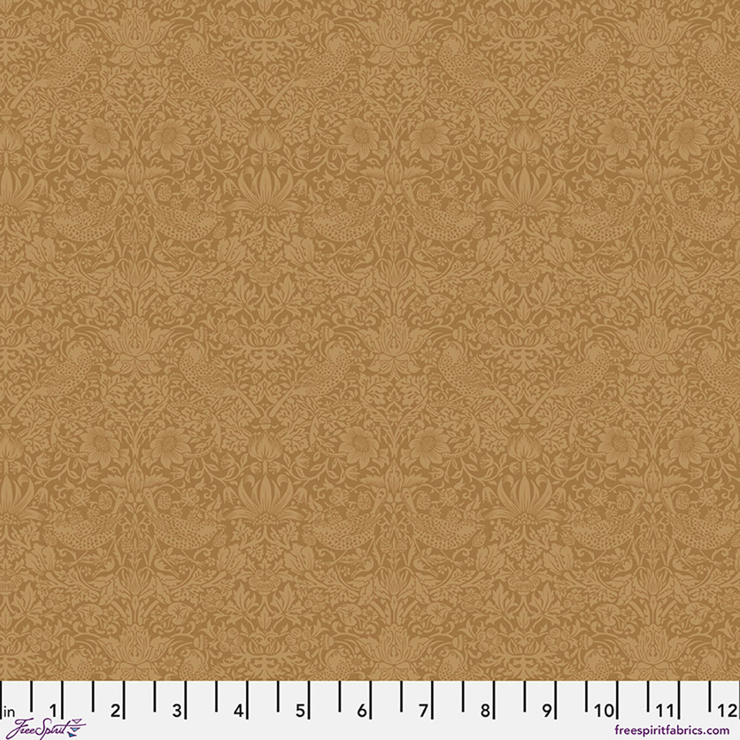 Brown fabric with a subtle pattern and a ruler at the bottom for scale.