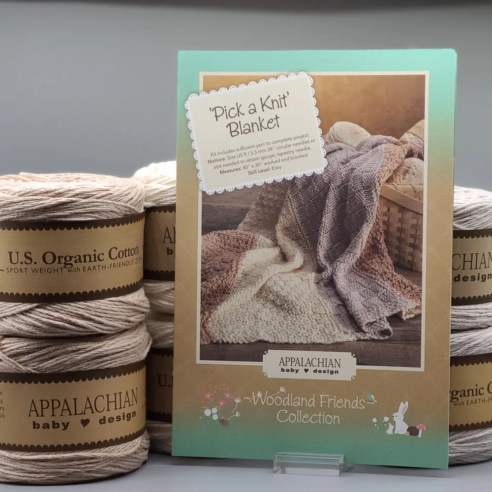 Pick A Knit Blanket kit contains yarn and pattern.
