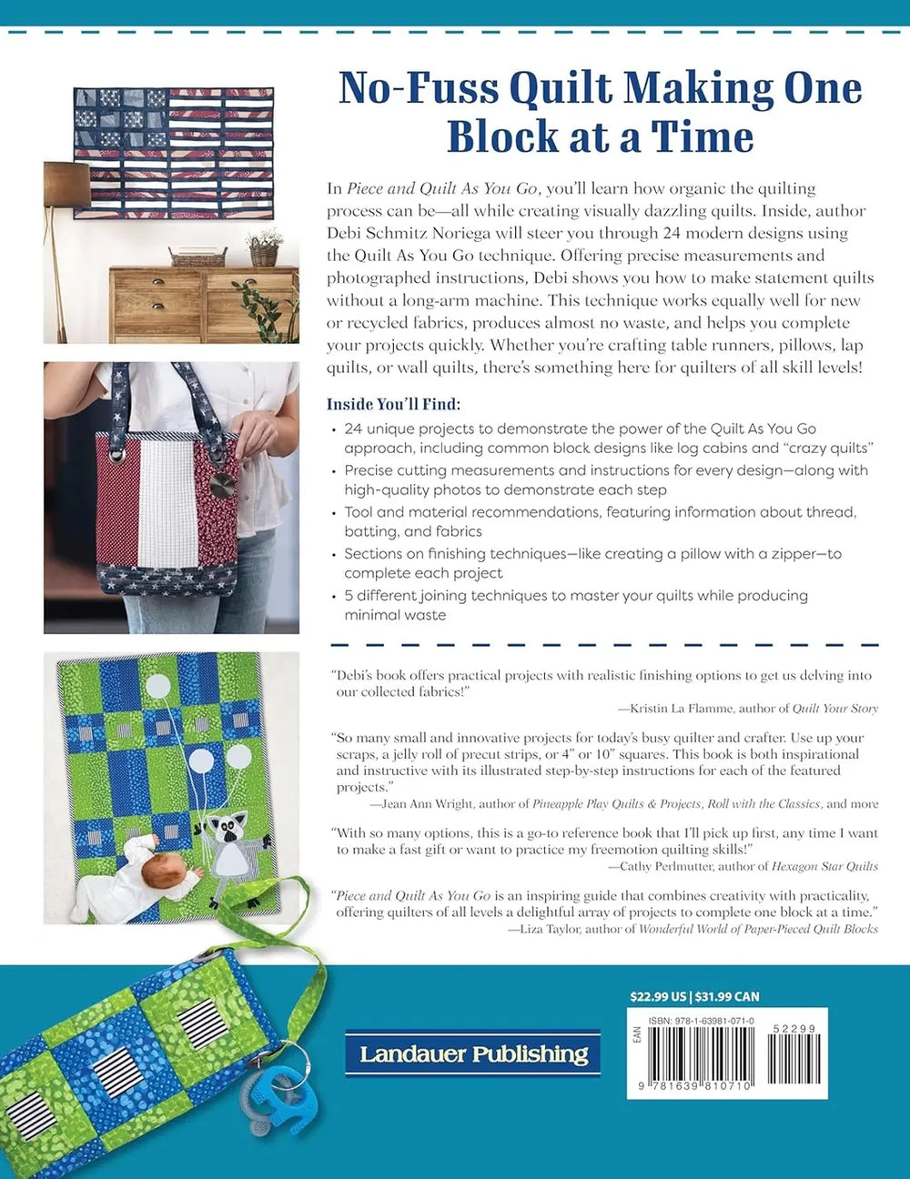 Book cover of 'No-Fuss Quilt Making One Block at a Time' by Landauer Publishing