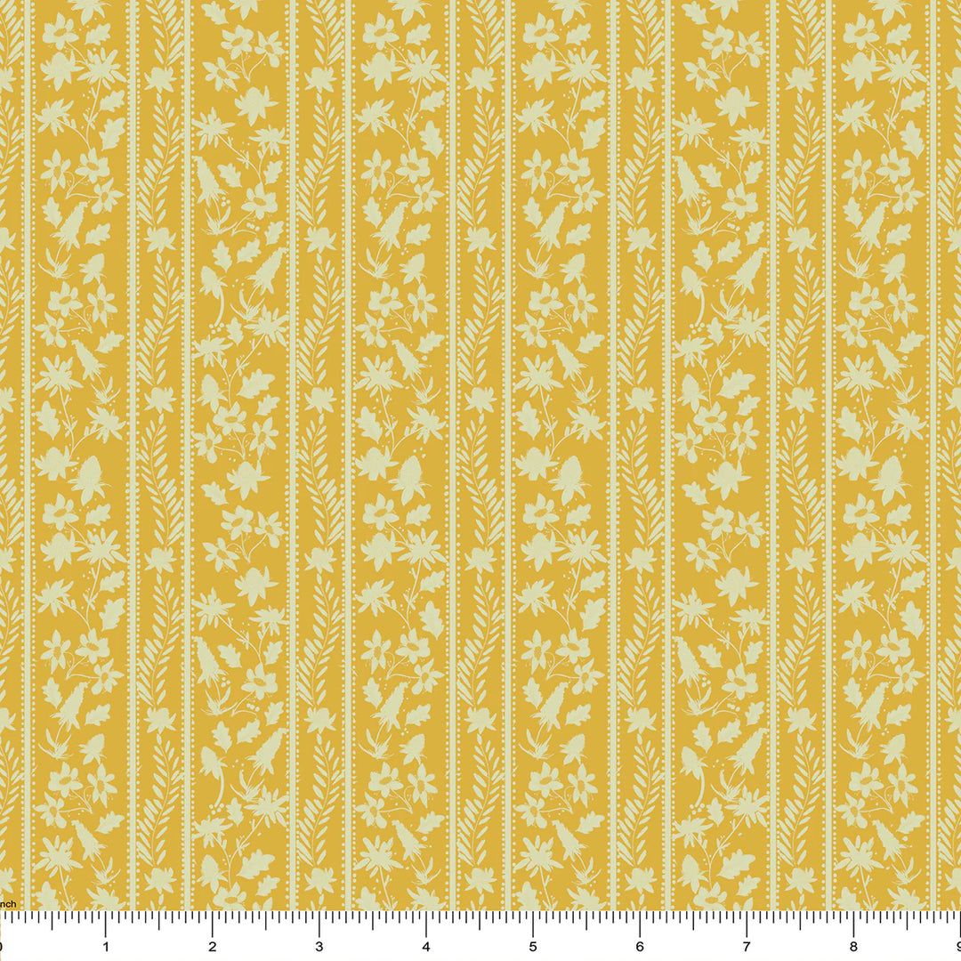 Stripe floral fabric in yellow