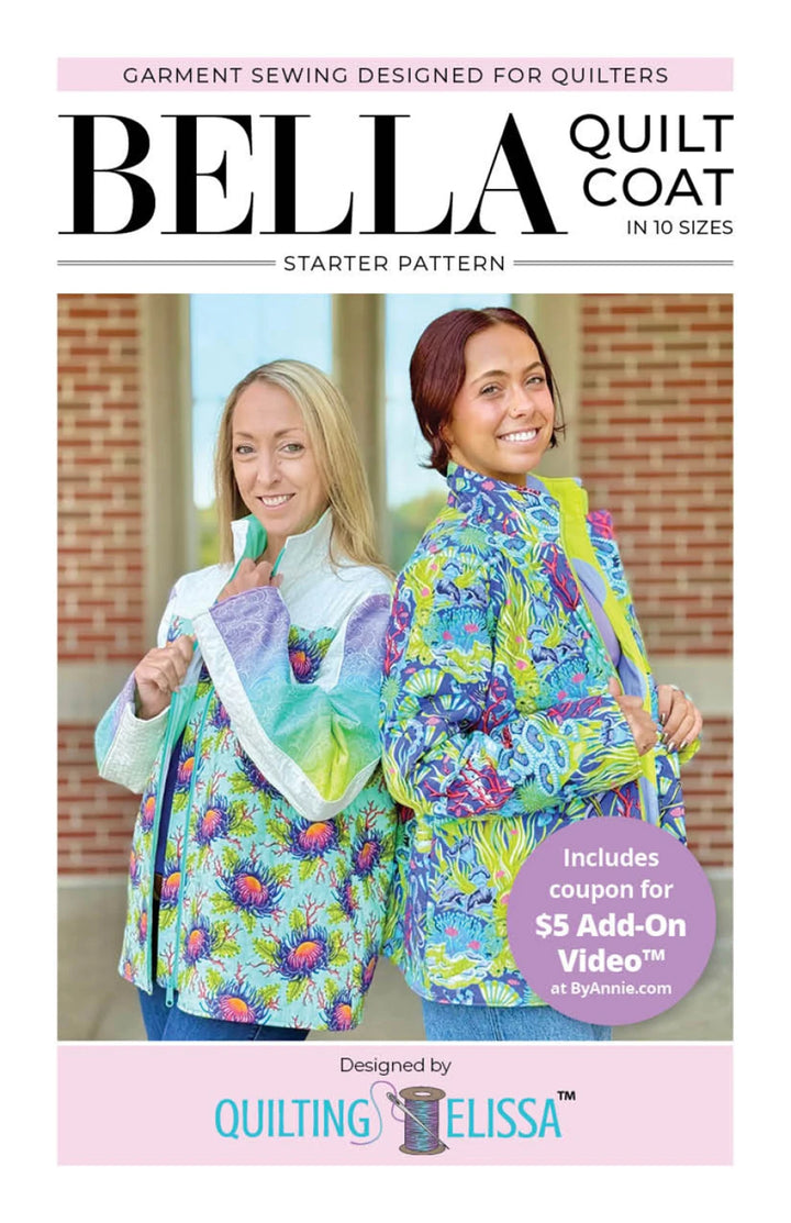 Bella Quilt Coat Pattern with 2 ladies modeling coats
