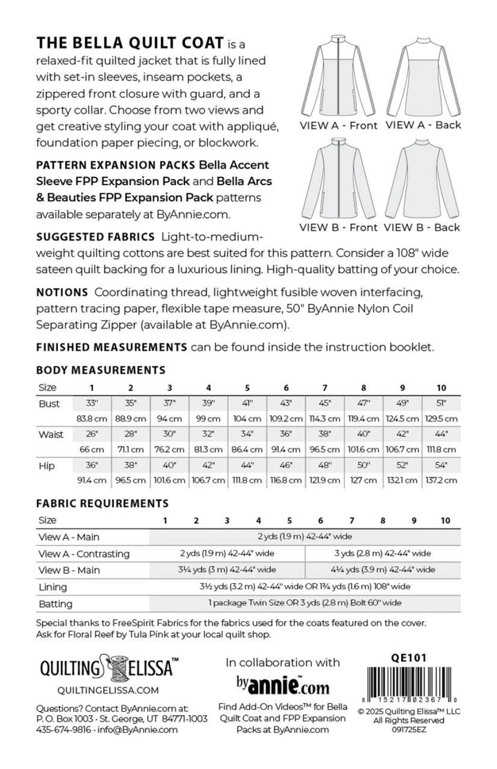 Requirements for the Bella Quilt Coat