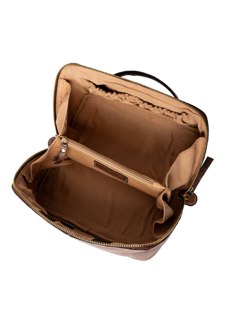 The inside of the brown project bag