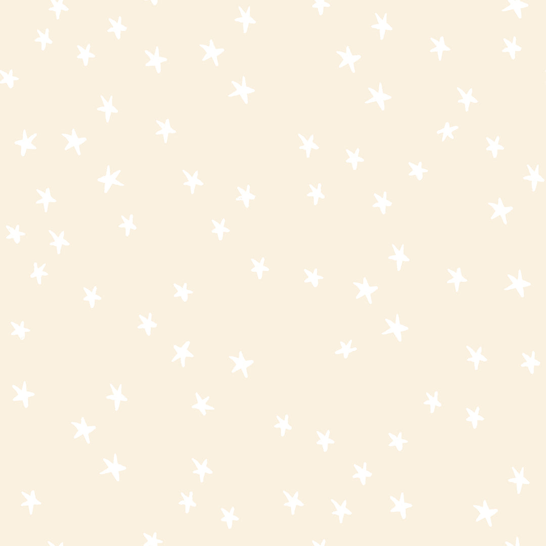 Pattern of small white stars on a beige background