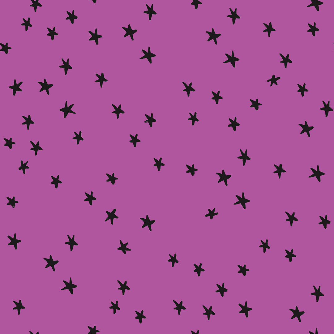 Black stars pattern on a purple background