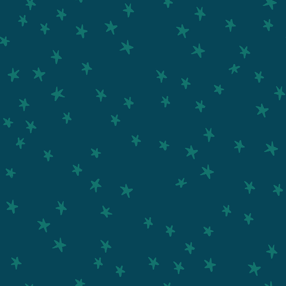 Pattern of green stars on a dark blue background