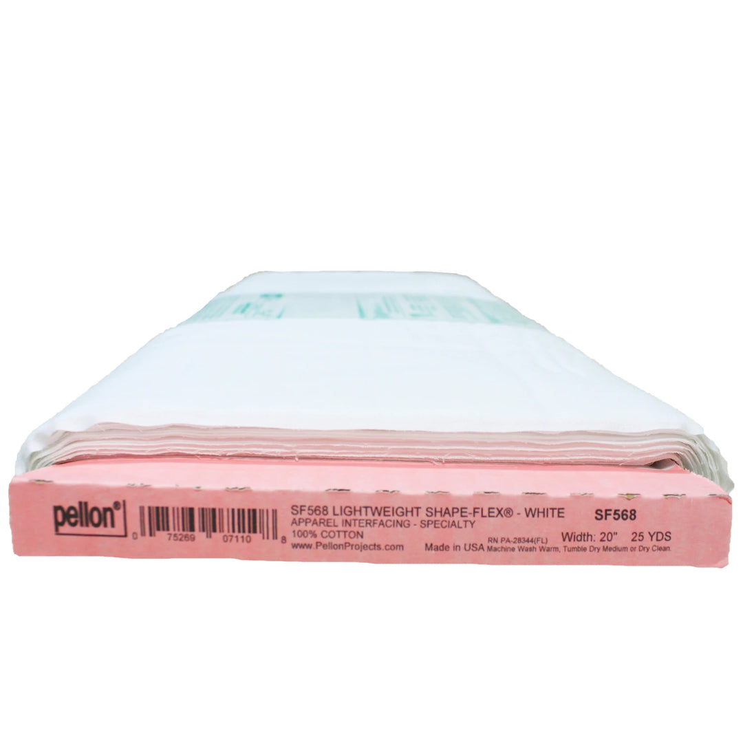 Packaged Pellon interfacing with white fabric on a white background