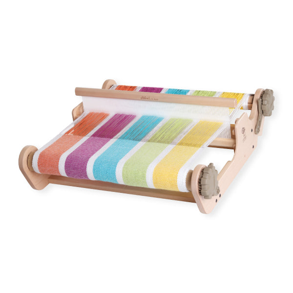Sampleit Loom with sample colorful yarn showing how to use the loom