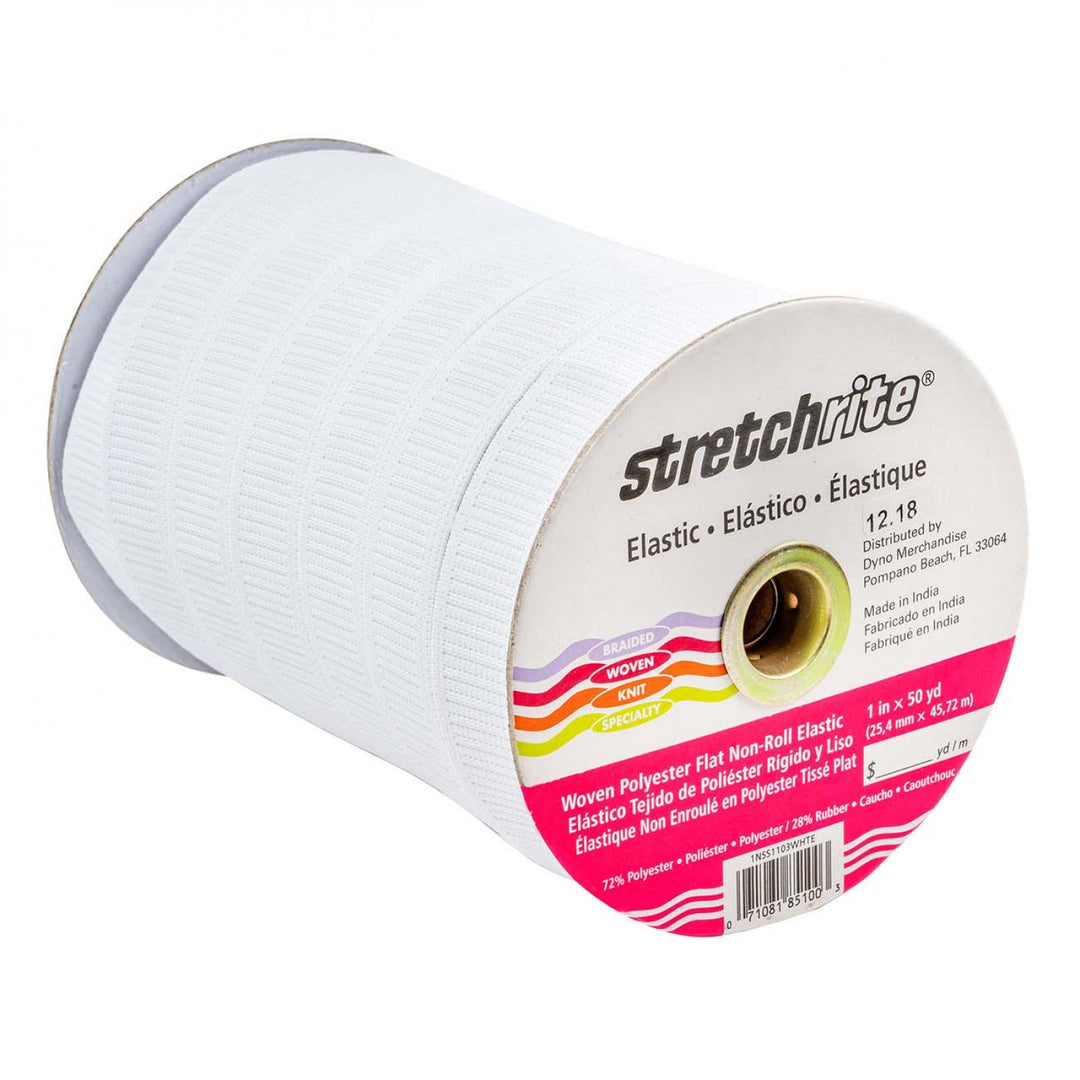Polyester Flat Non-Roll Elastic 1in White - SS1103WHT