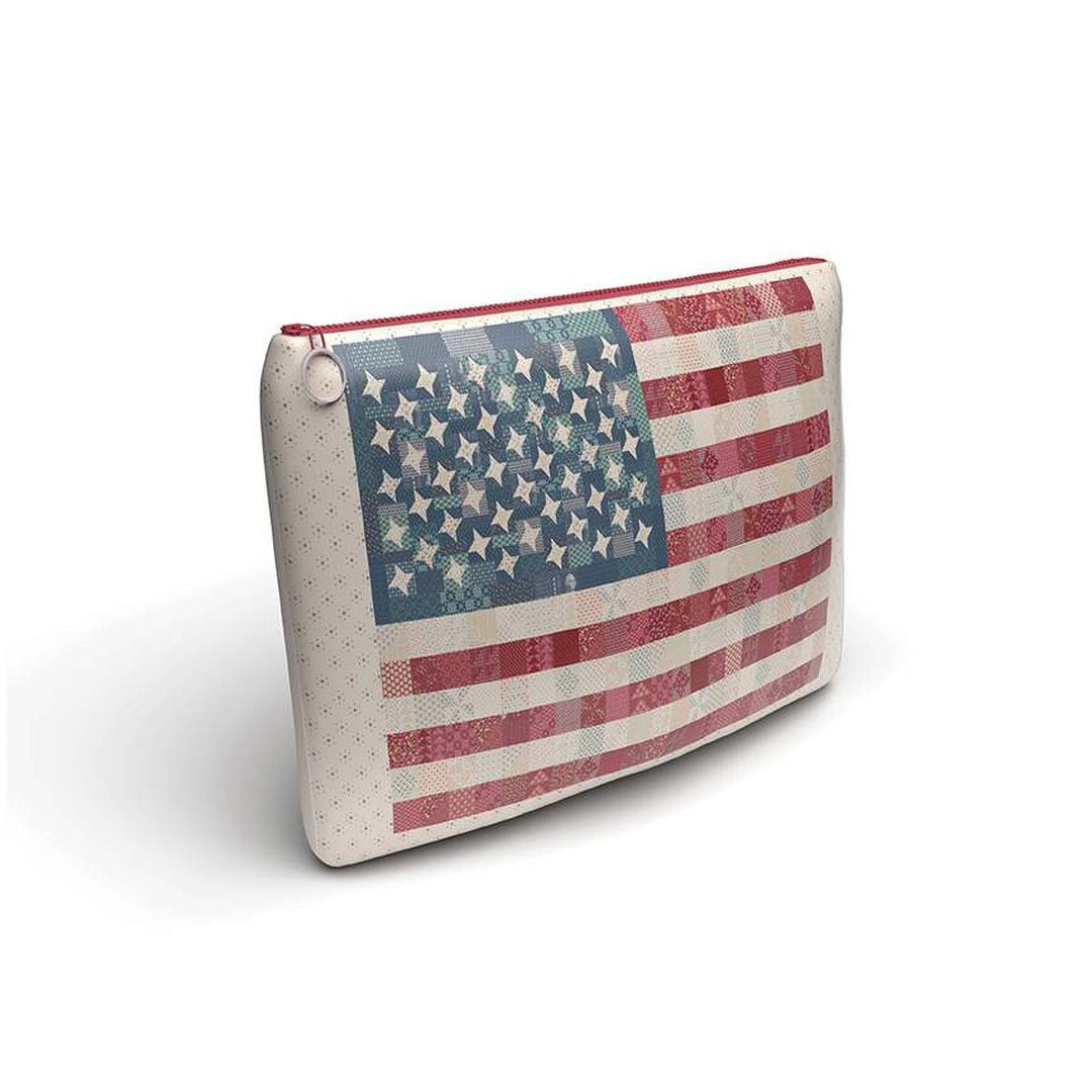 Pouch with American flag design on a white background