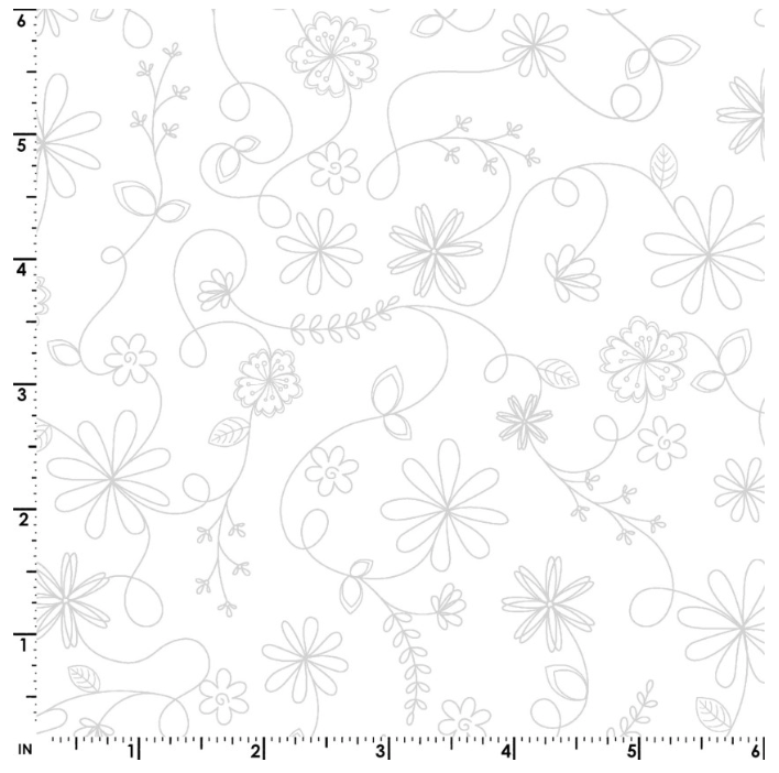 Vintage Flora Swirl Floral White - MAS10334-W