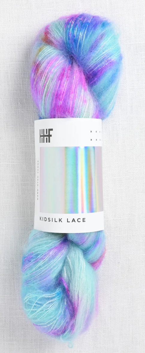 Kidsilk Lace yarn. pink, purple, and blue