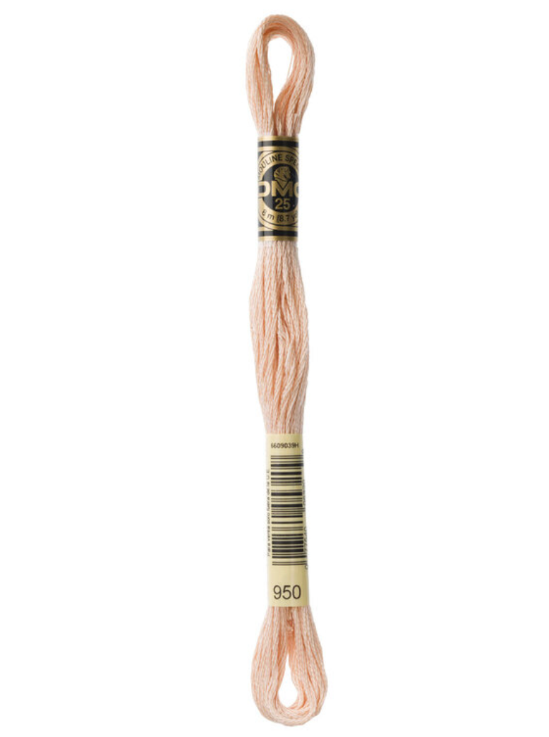 light sandy color embroidery floss on a white background