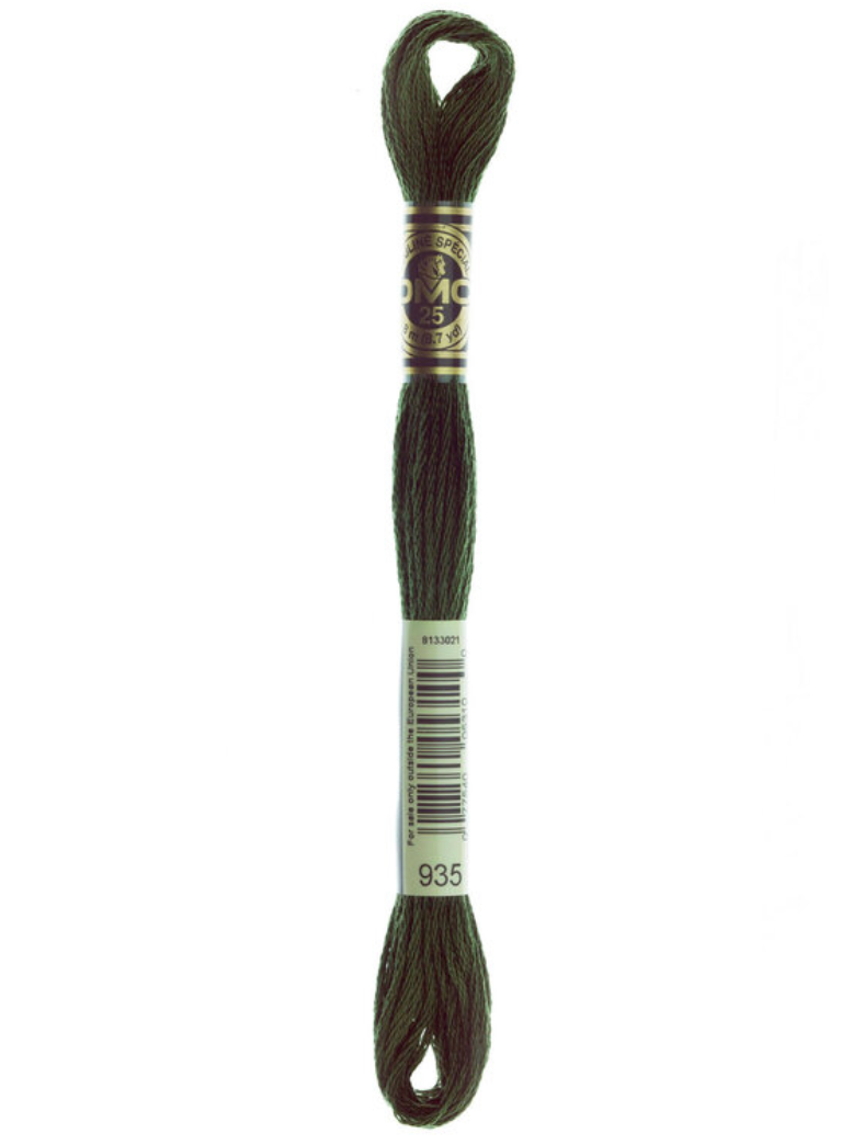 dark avocado green skein of embroidery floss