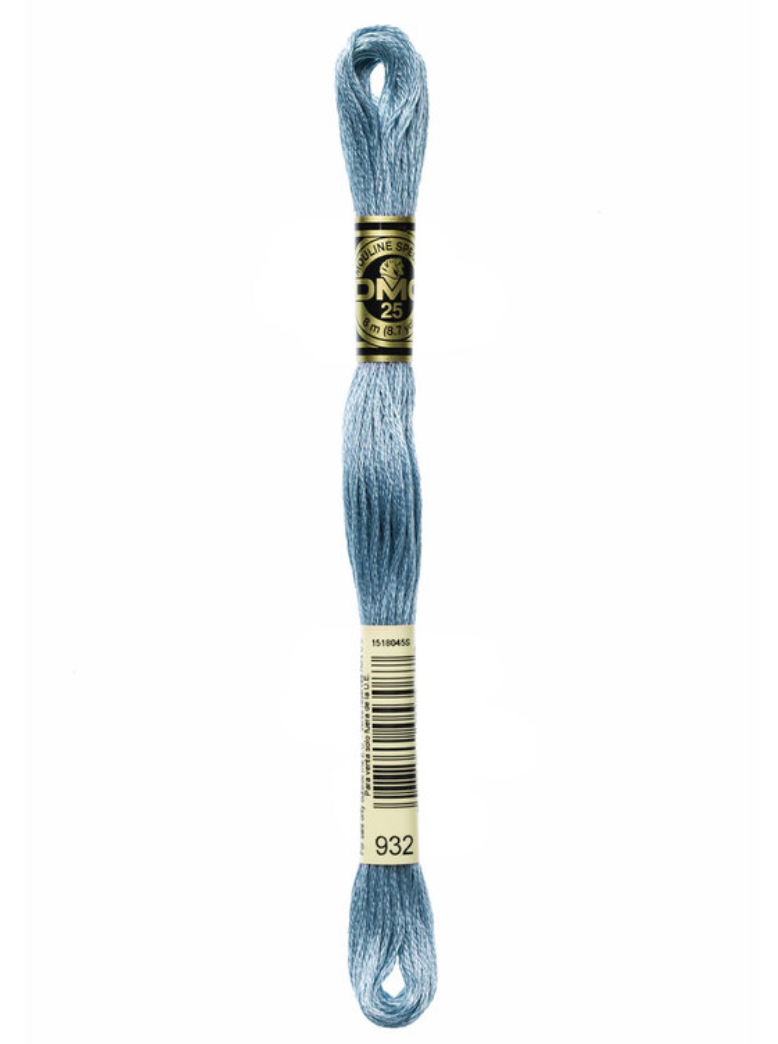 Light blue embroidery floss skein with a brand label on a white background
