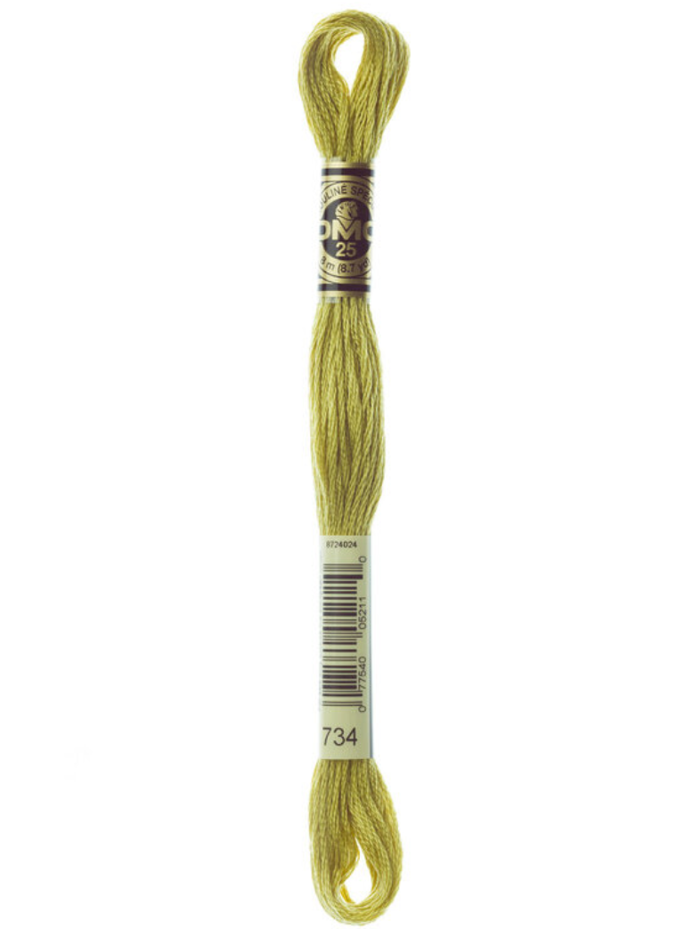 green skein of embroidery floss