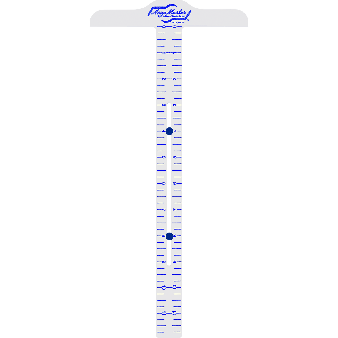 T-shaped measuring tool with measurement scale on a white background