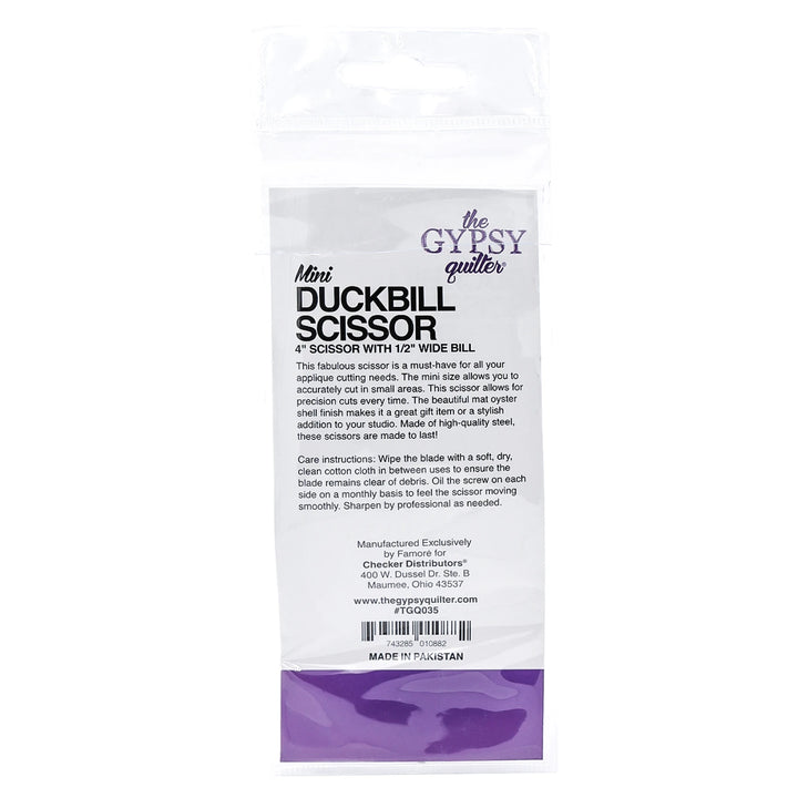 Package of Mini Duckbill Scissor with 'The Gypsy Quilter' branding on a white background