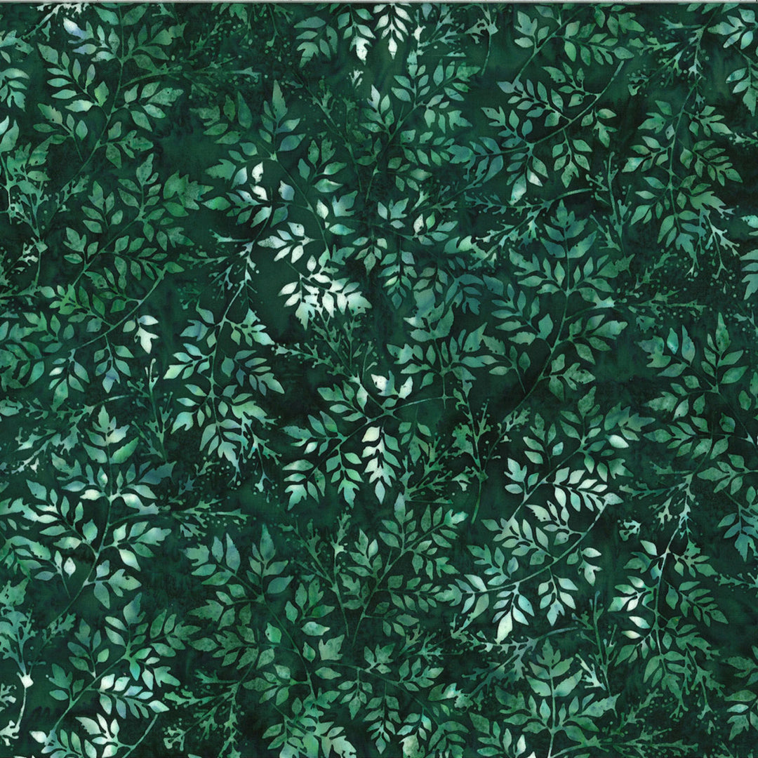 Green Bali Batik fabric with a greenery leaf pattern