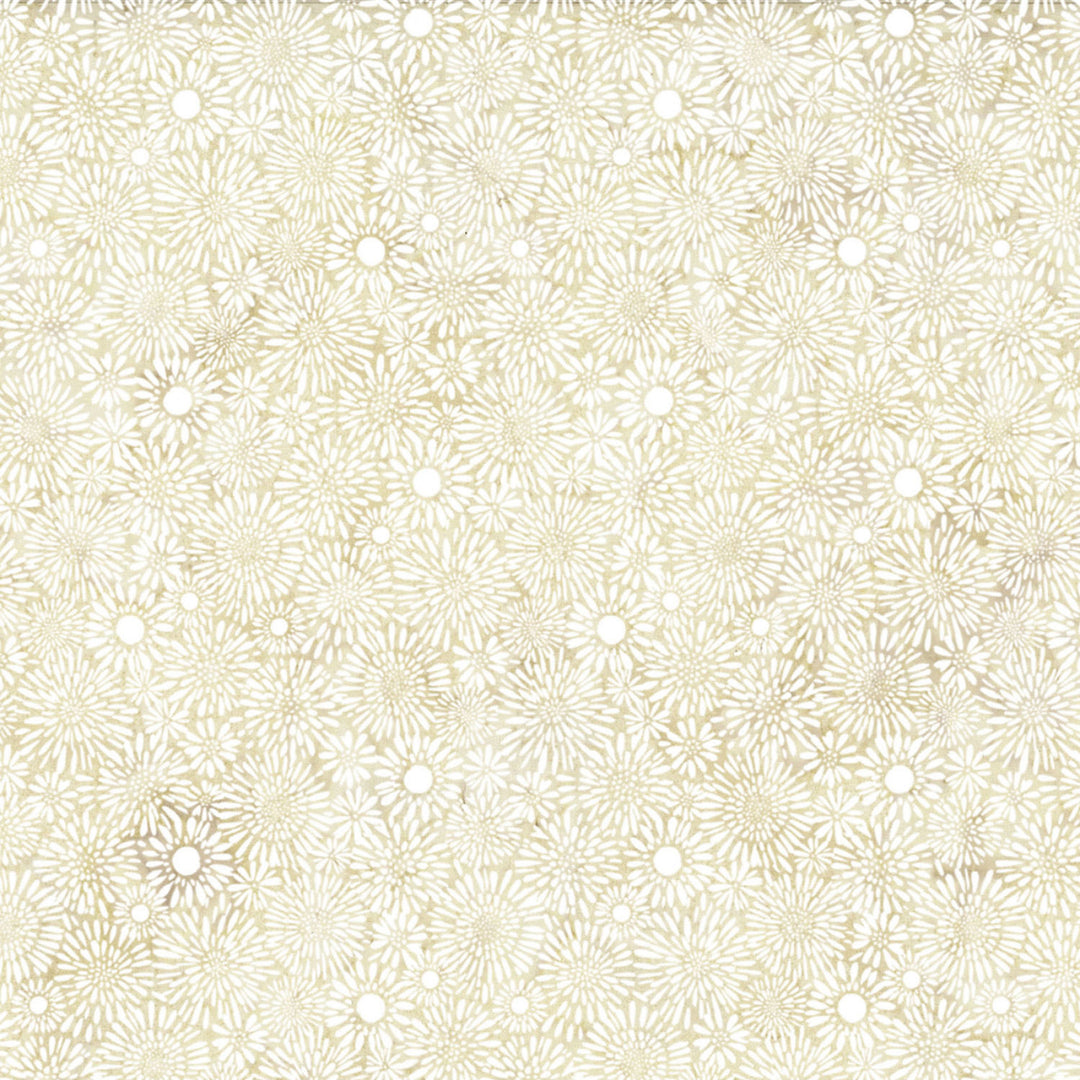 Cream Bali Batik fabric with off white sunflower design