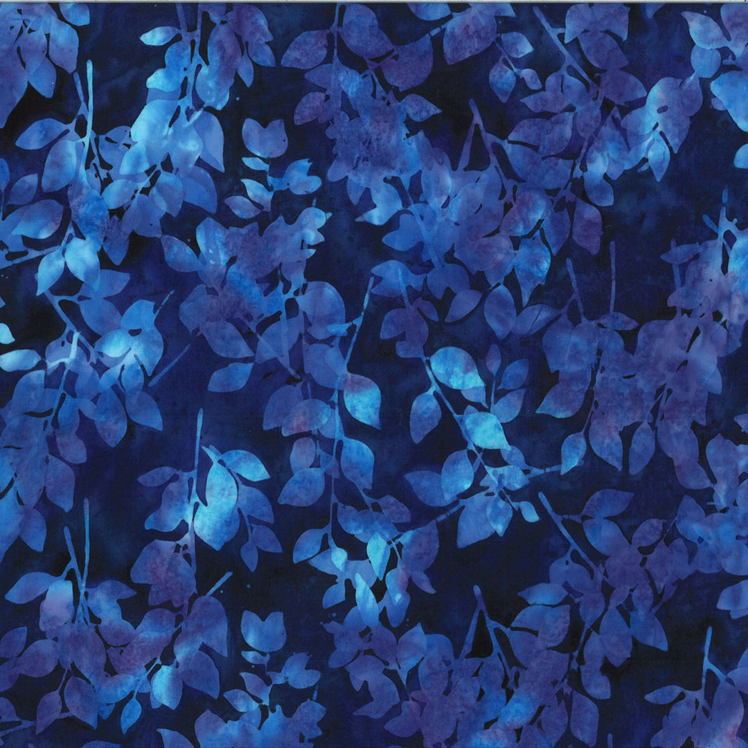 Navy and blue Balit Batik with a leaf design