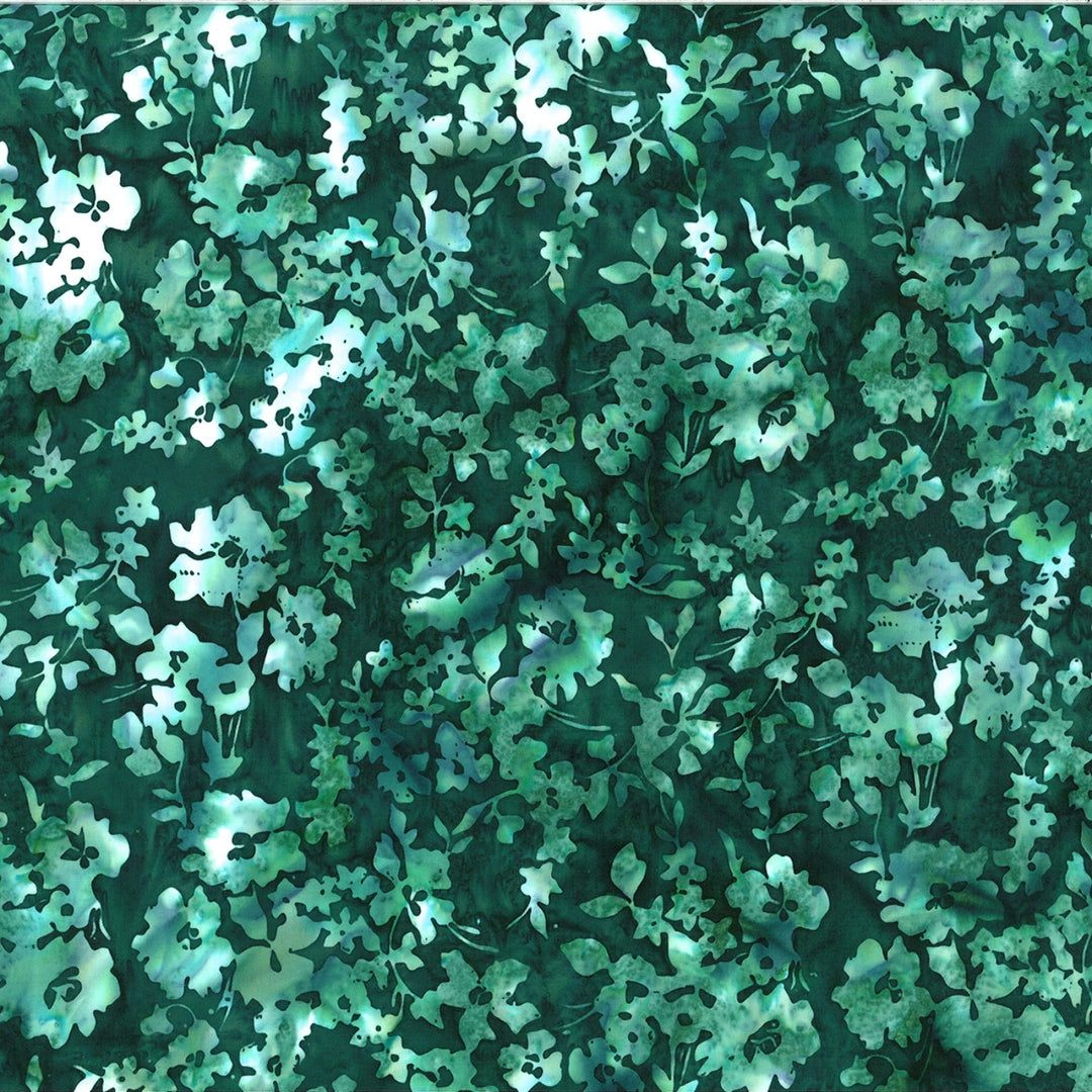Pattern of green leaves on a dark green background