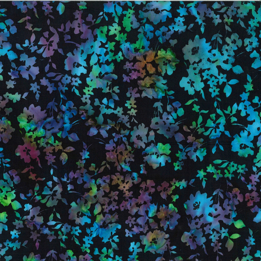 Multicolored floral pattern on a black background