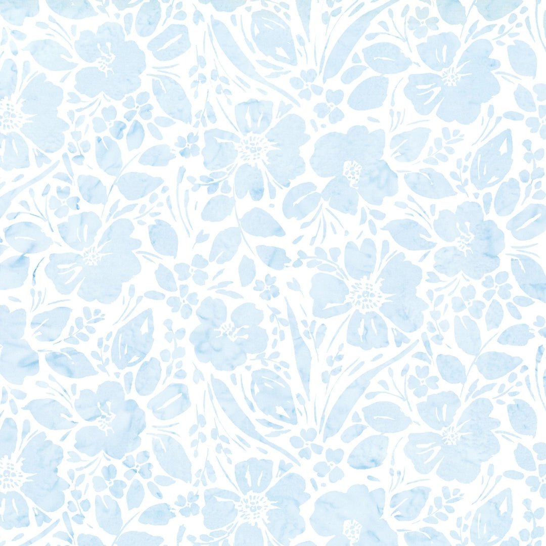 Light blue floral pattern on a white background