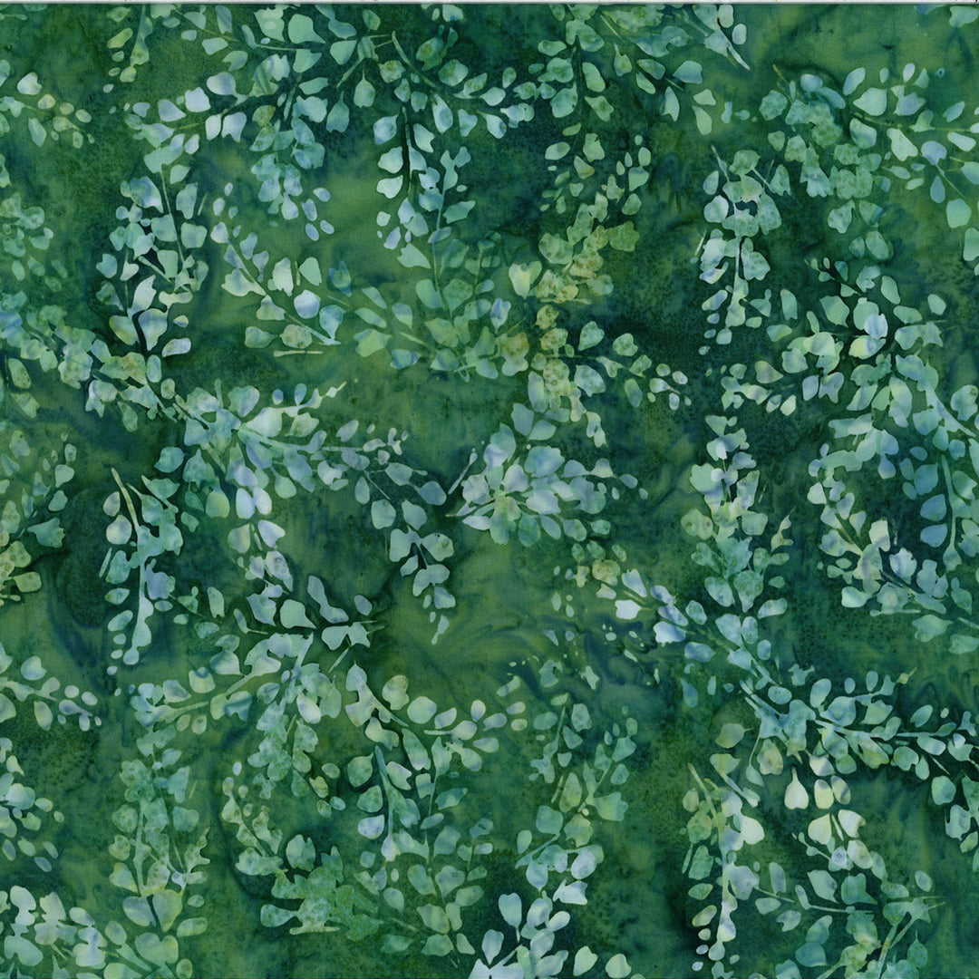 Green leaf pattern on a green background