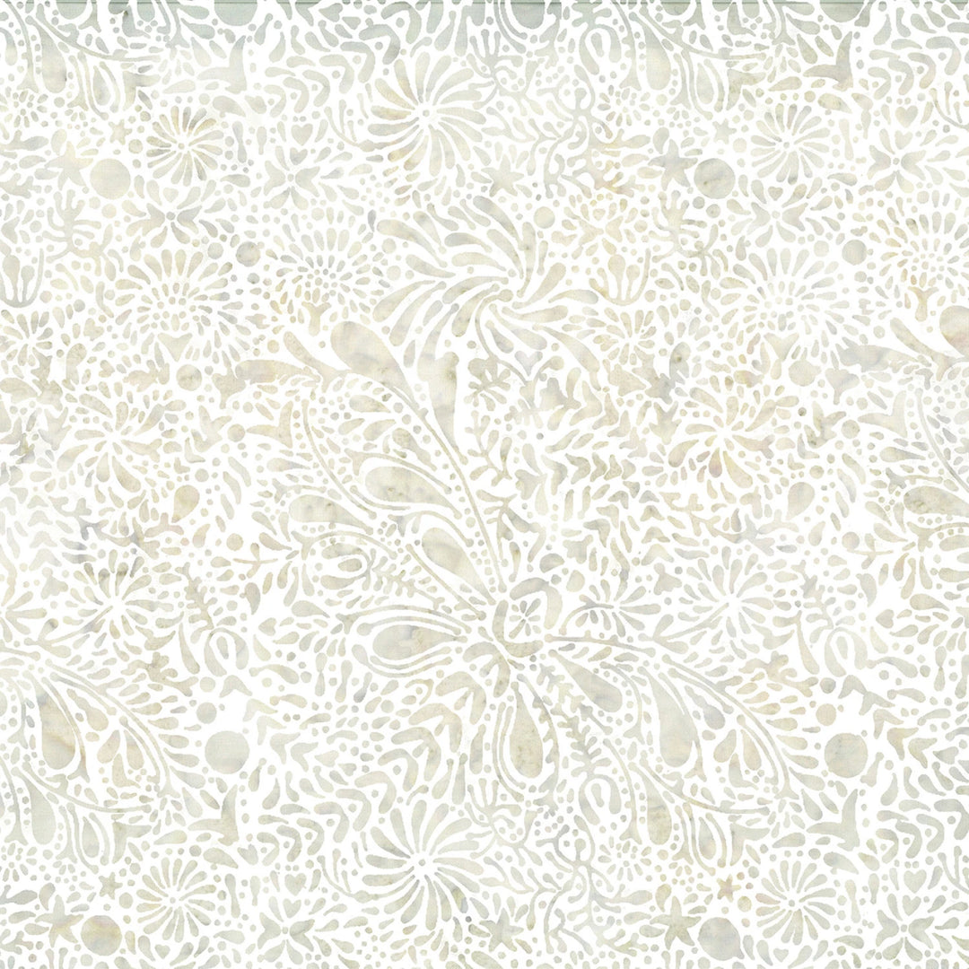 White floral pattern on a white background