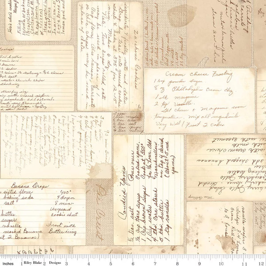 Fabric with handwritten recipes
