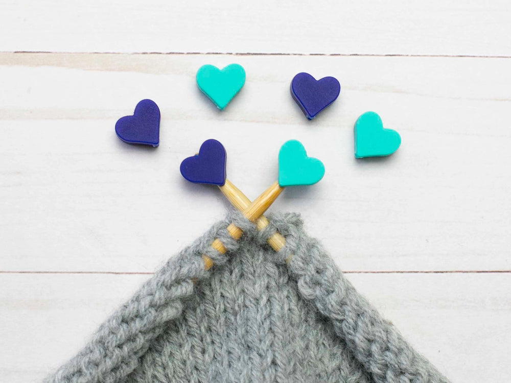 Silicone blue and green stitch stopper hearts