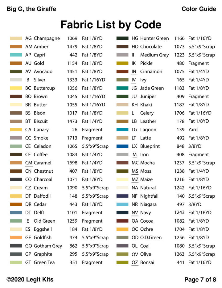 Big G the Giraffe Quilt Kit