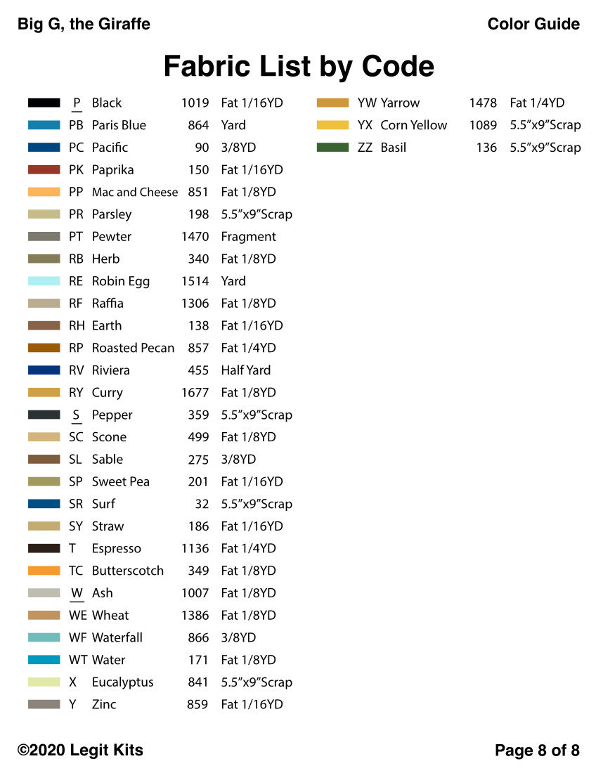 Big G the Giraffe Quilt Kit