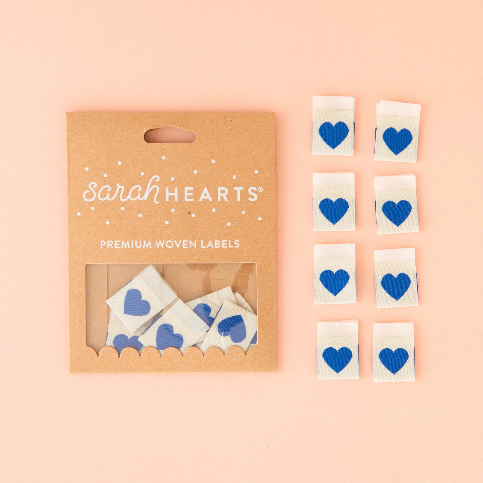 Blue Heart Woven Labels - Sarah Hearts