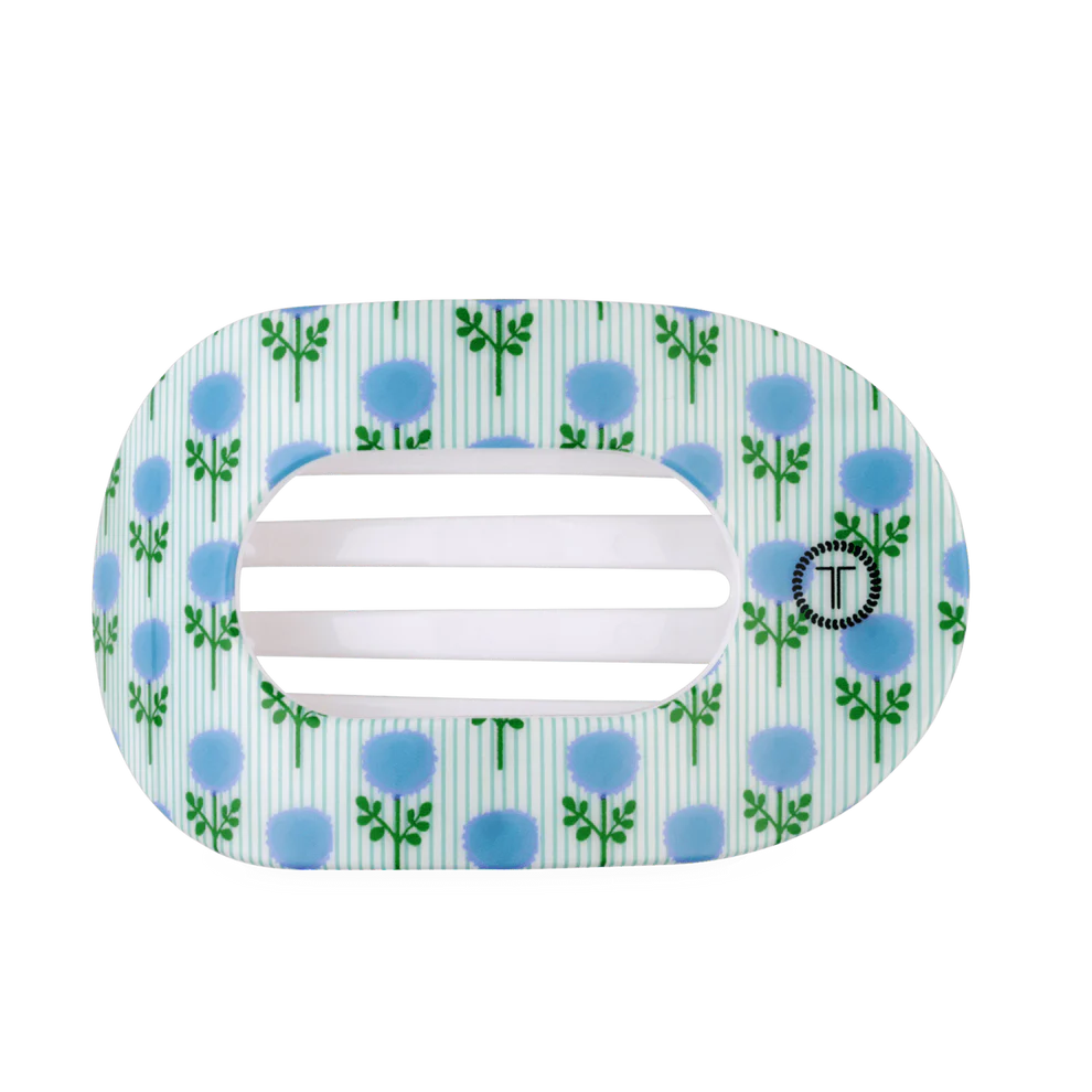 Flat Round Hair Clip - Blue Marigold - Large