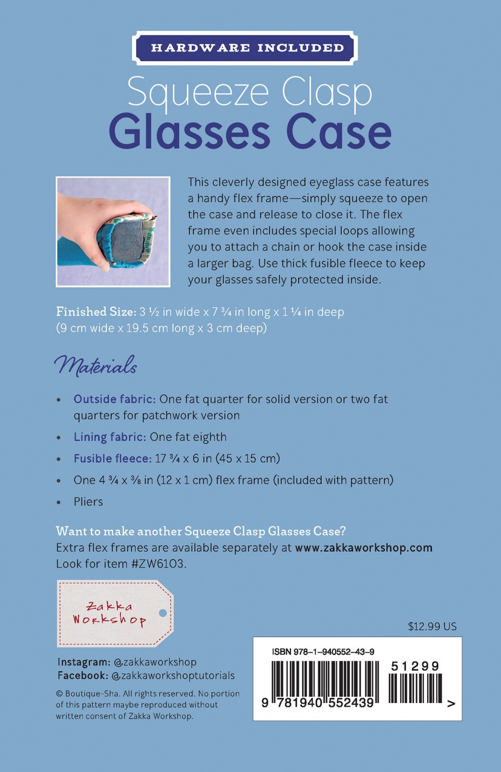 Squeeze Clasp Glasses Case Kit - ZW439 - Zakka Workshop