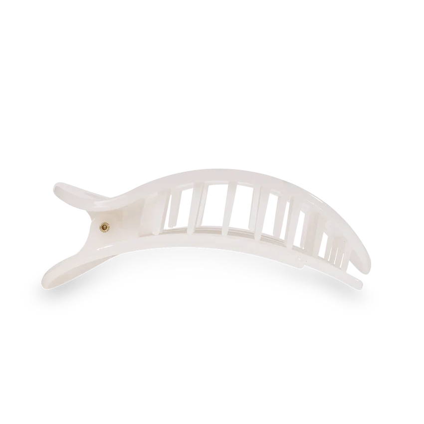 Coconut White Small Flat Round Clip - Teleties