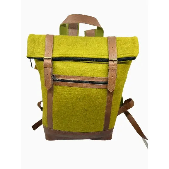 Felt and Natural Leather Backpack - Wool Backpack