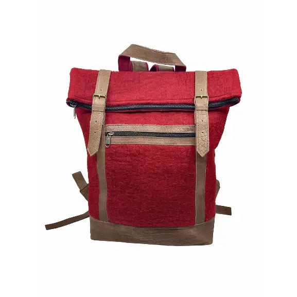 Felt and Natural Leather Backpack