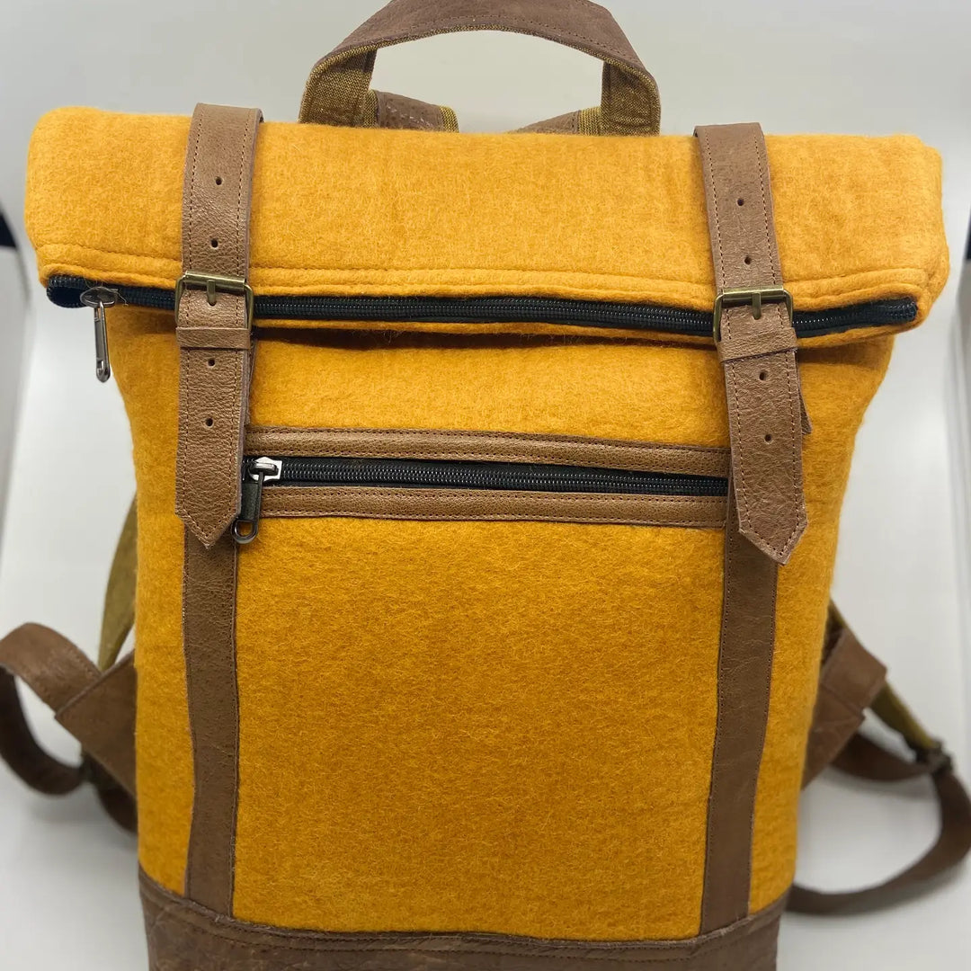 Felt and Natural Leather Backpack