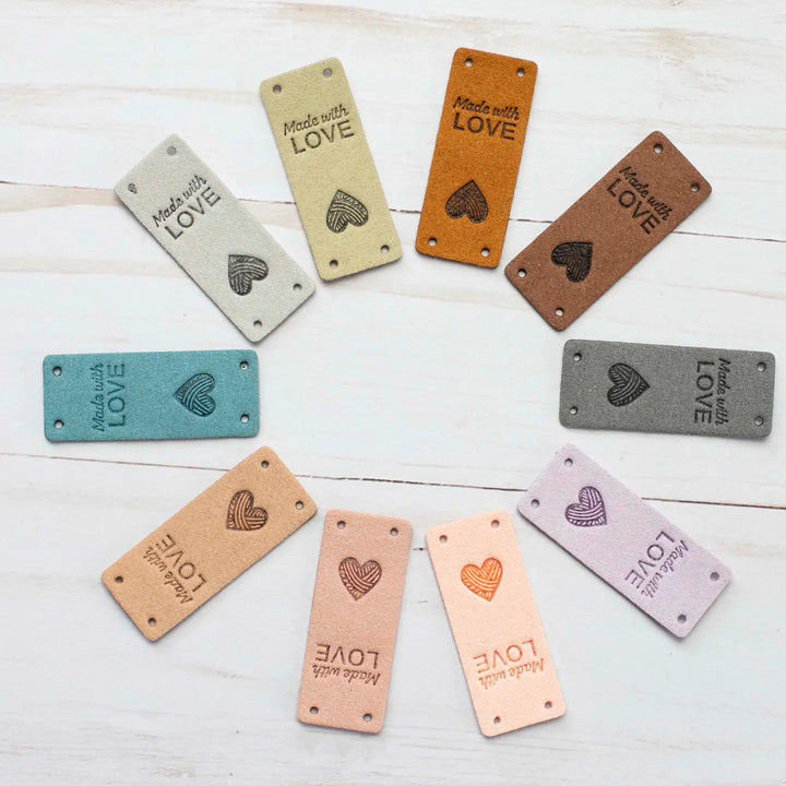 Made with Love Fold Over Tags - Pastel - Faux Leather