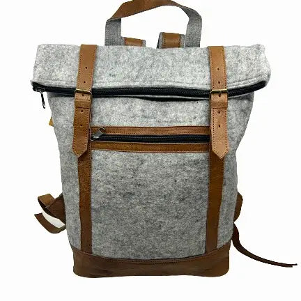 Felt and Natural Leather Backpack - Wool Backpack