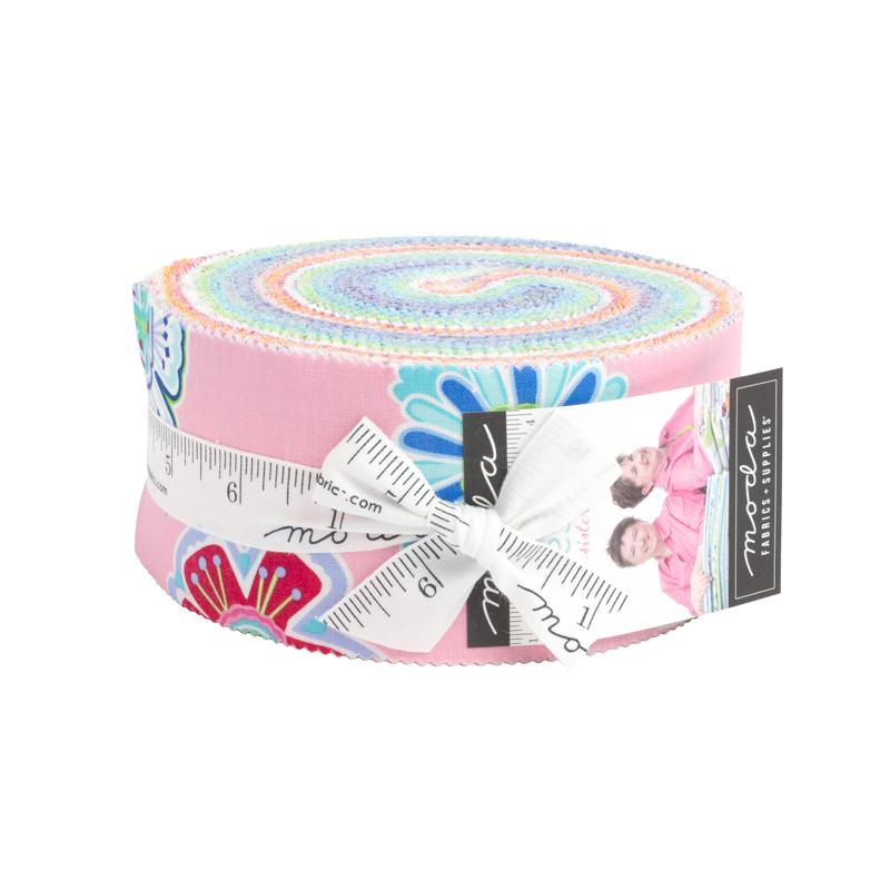 Fiesta jelly roll by moda includes bright colorful flowers