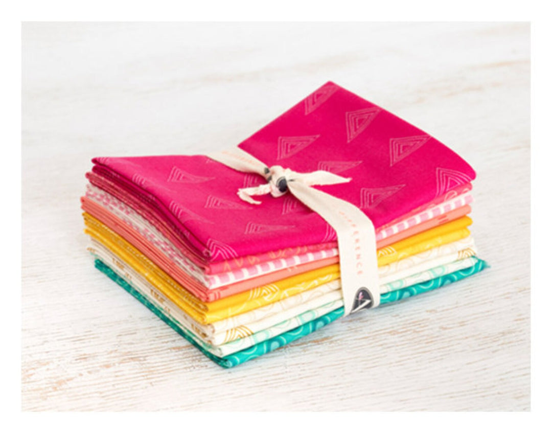 Fat Quarter bundle in shades of pink, yellow, white, and blue