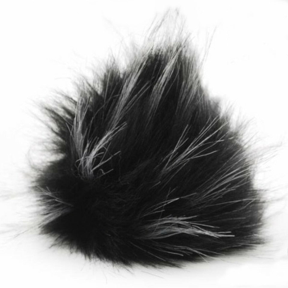 Black faux fur pom ball