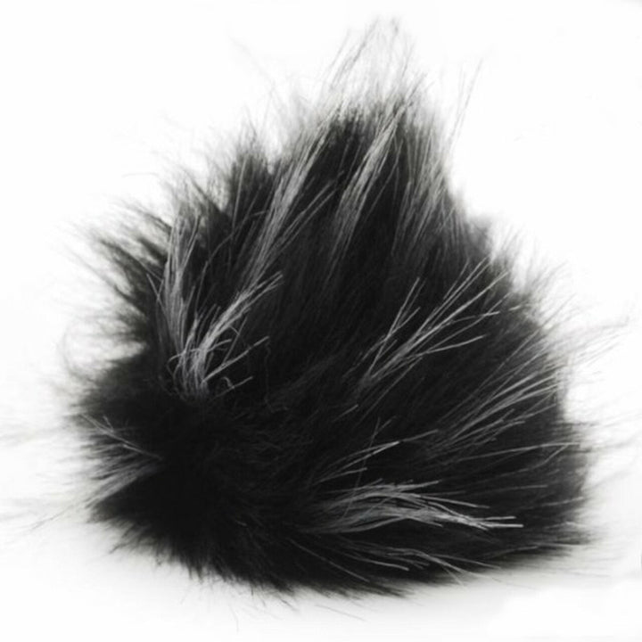 Black faux fur pom ball